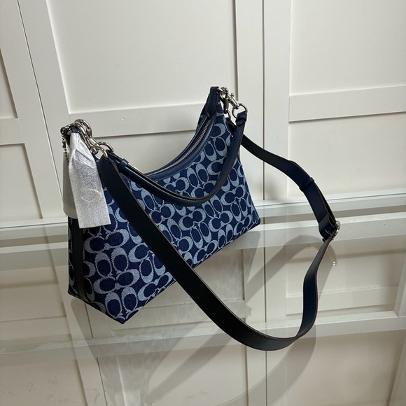 Coach Denim Monogram Canvas Shoulder Bag - Picture 4 of 9